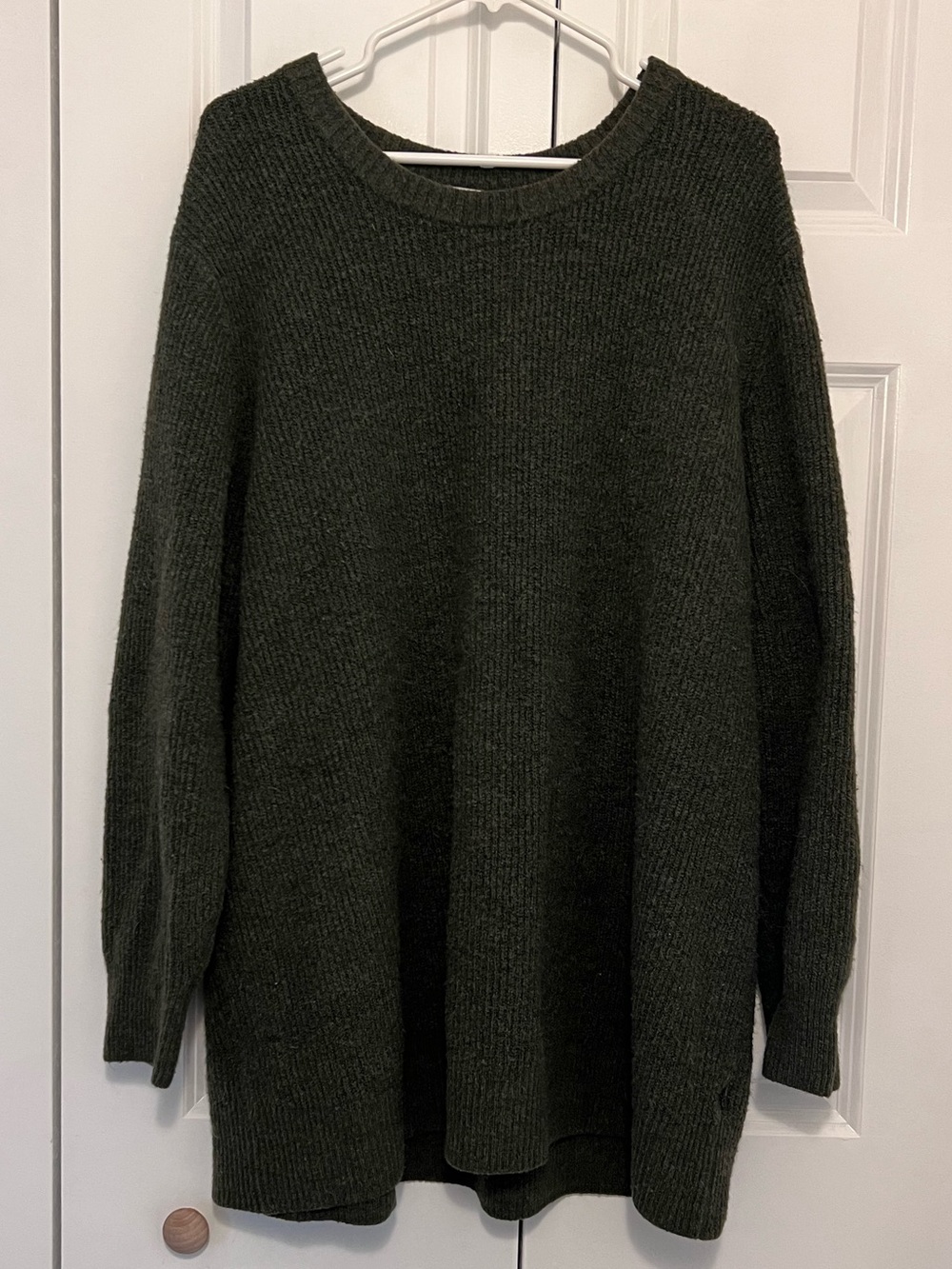 Cozy Long Green Crewneck Women's Sweater 3X Plus